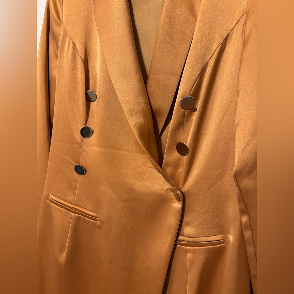 Genese London Satin-Like Rust Blazer Dress Size 12 - Picture 2 of 12